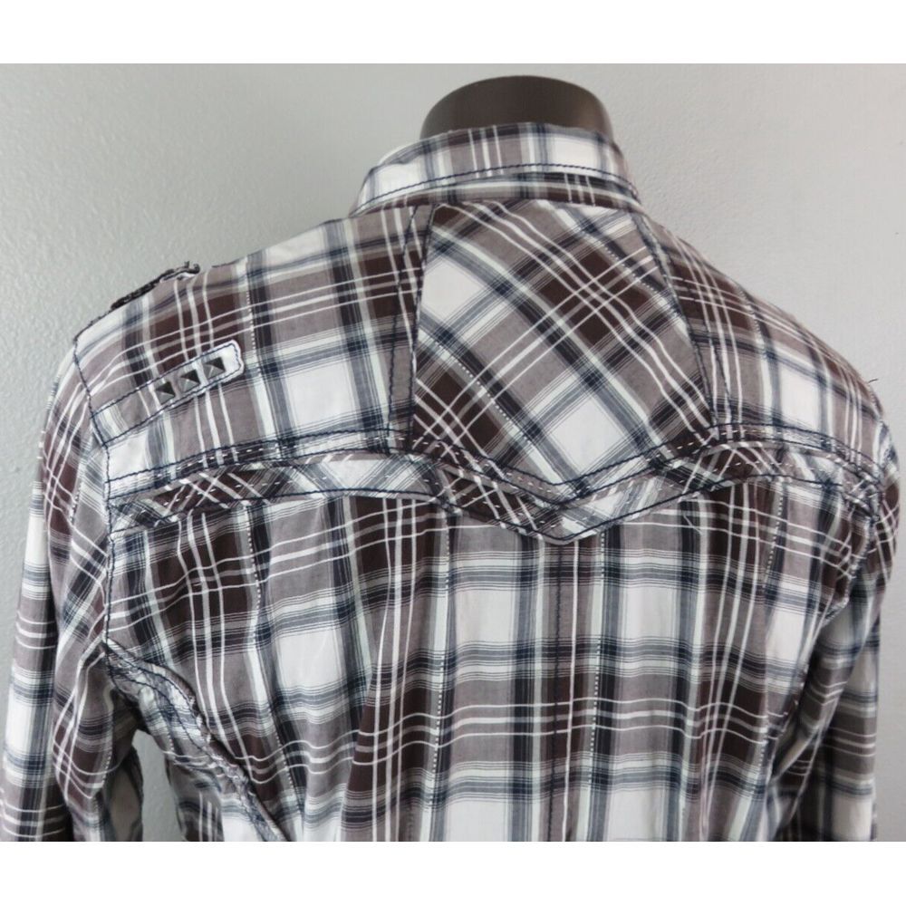 Mens Buckle Black BKE Plaid Size XL Slim Long Sleeve Button‎ Front Snap Buttons - Picture 7 of 14